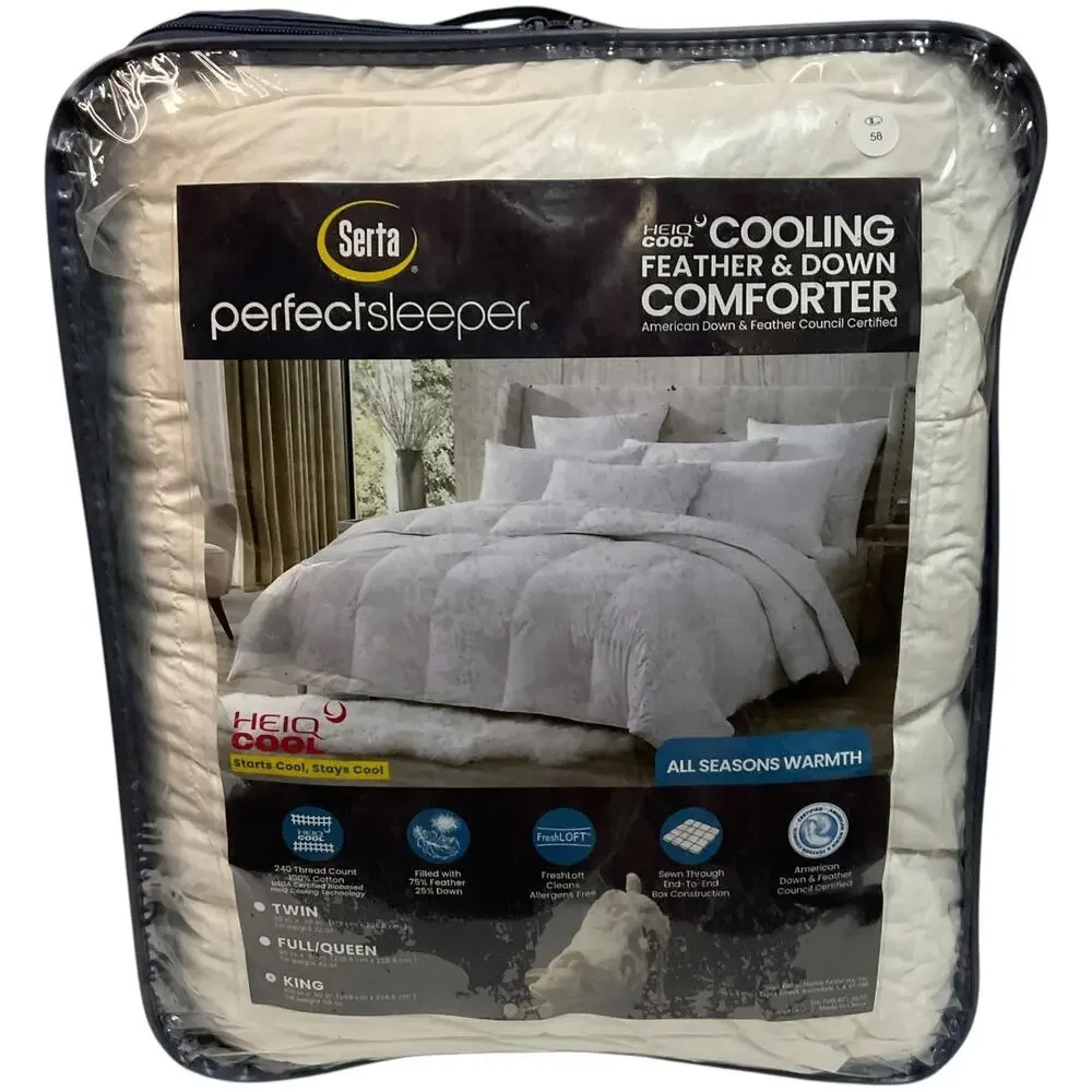 Serta HeiQ Cooling White Feather & Down All Season Comforter White King